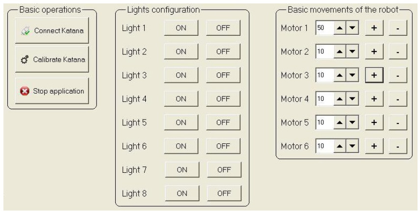 Selected front panels of the main control software
